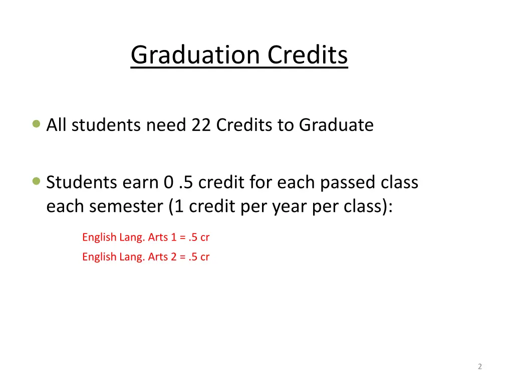 graduation credits