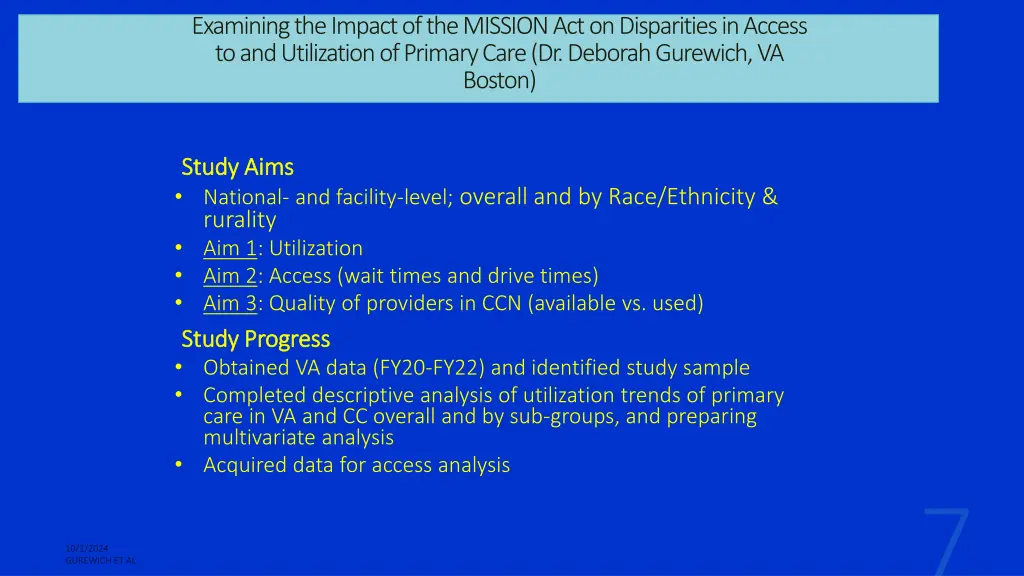 examining the impact of the mission