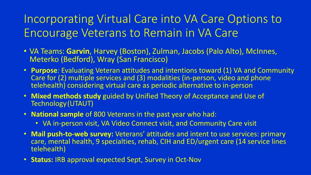 incorporating virtual care into va care options