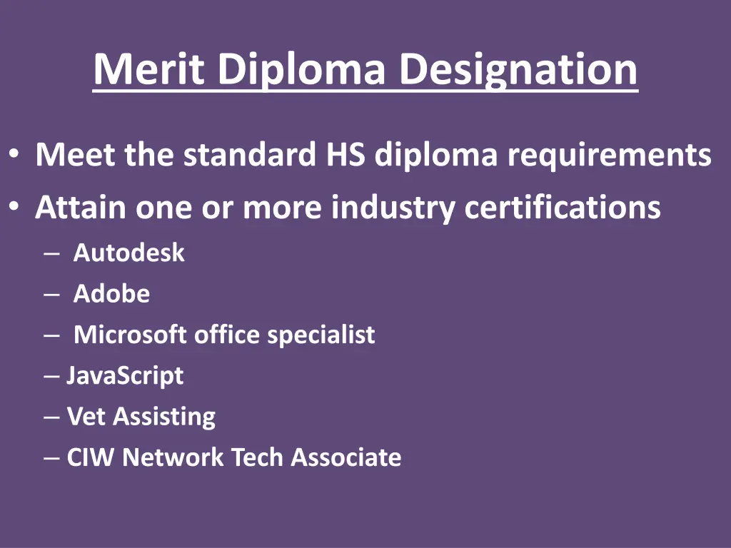 merit diploma designation