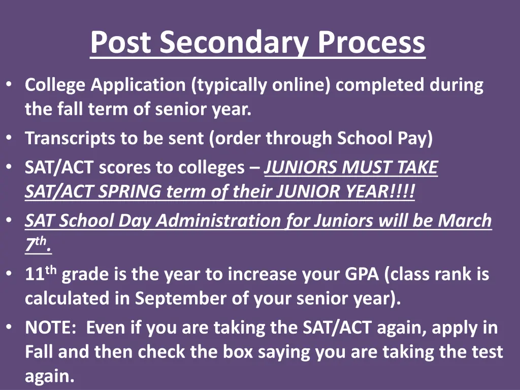 post secondary process