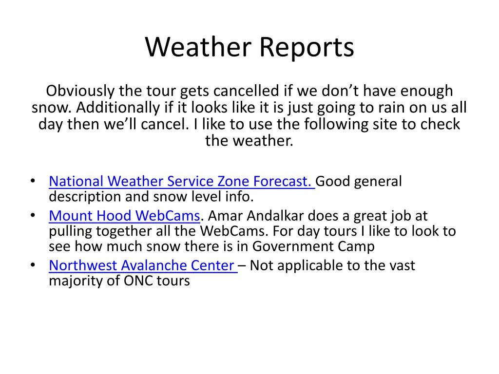 weather reports