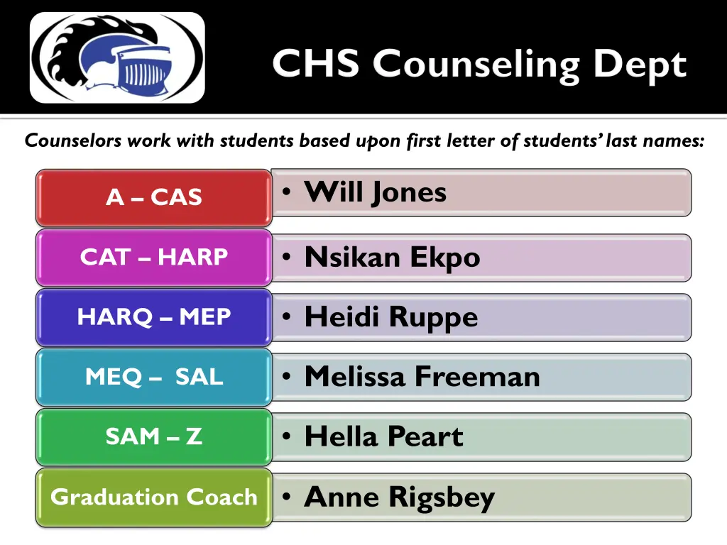 counselors work with students based upon first