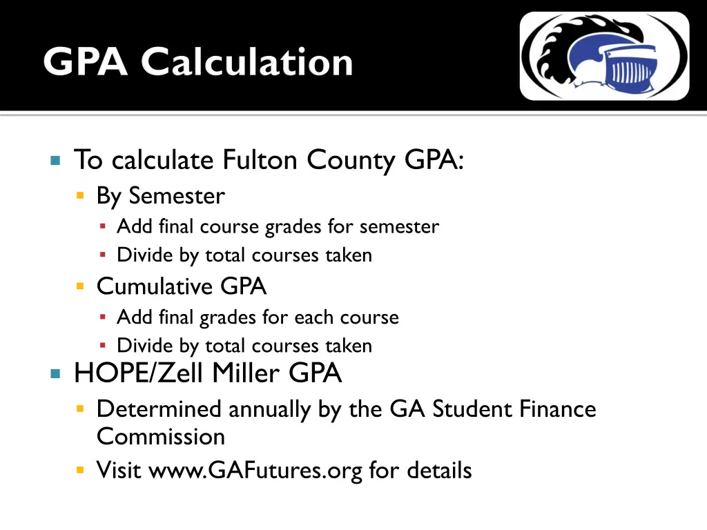 to calculate fulton county gpa by semester