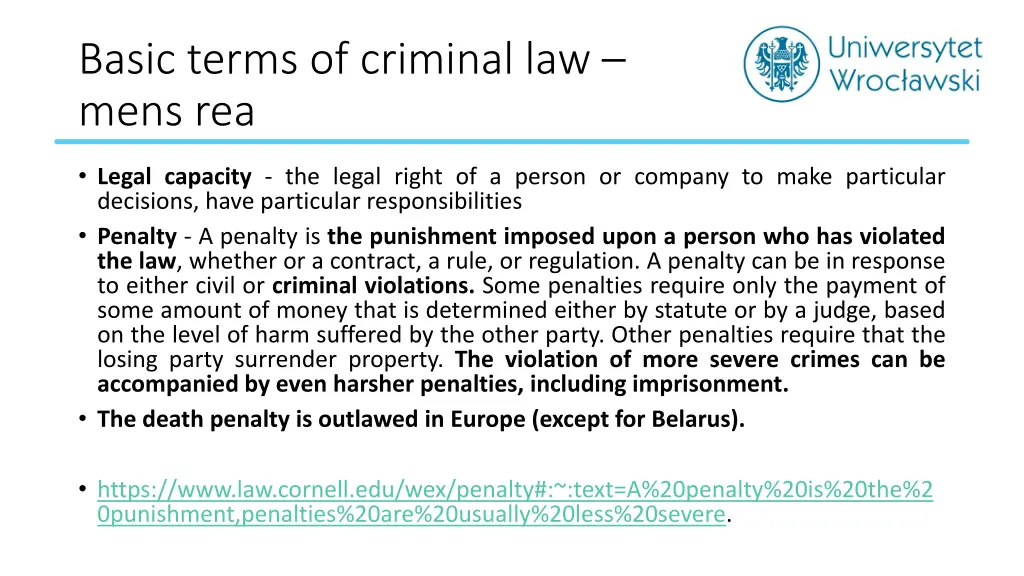 basic terms of criminal law mens rea 1