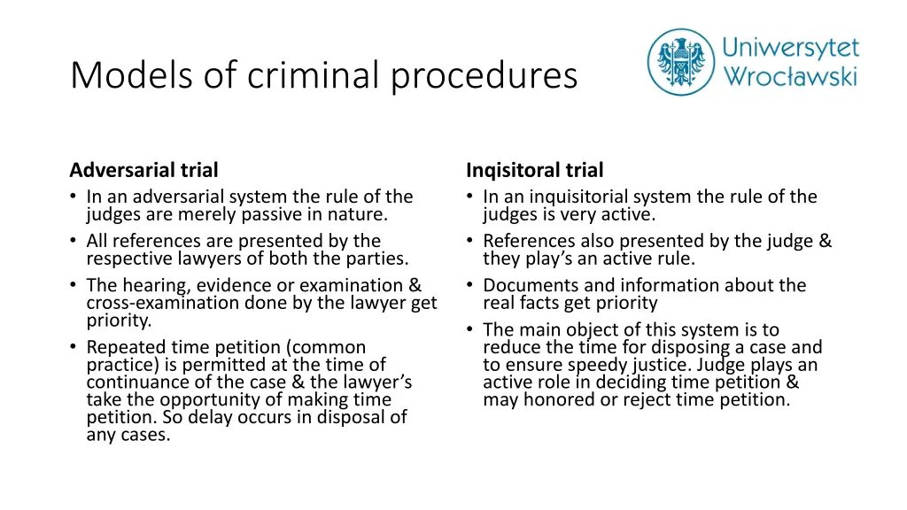 models of criminal procedures 1