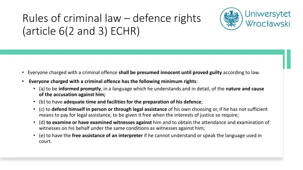 rules of criminal law defence rights article