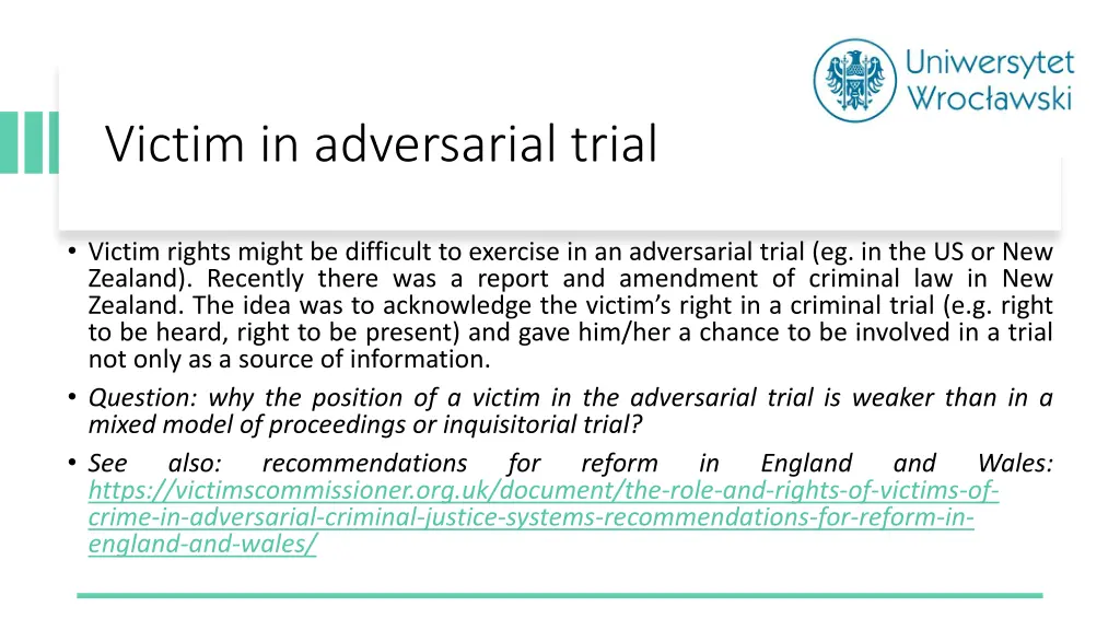 victim in adversarial trial