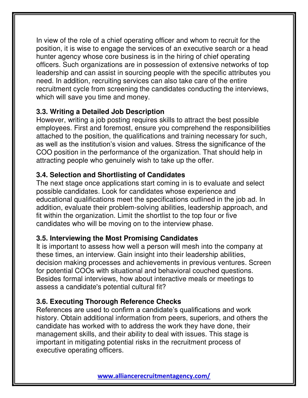 in view of the role of a chief operating officer