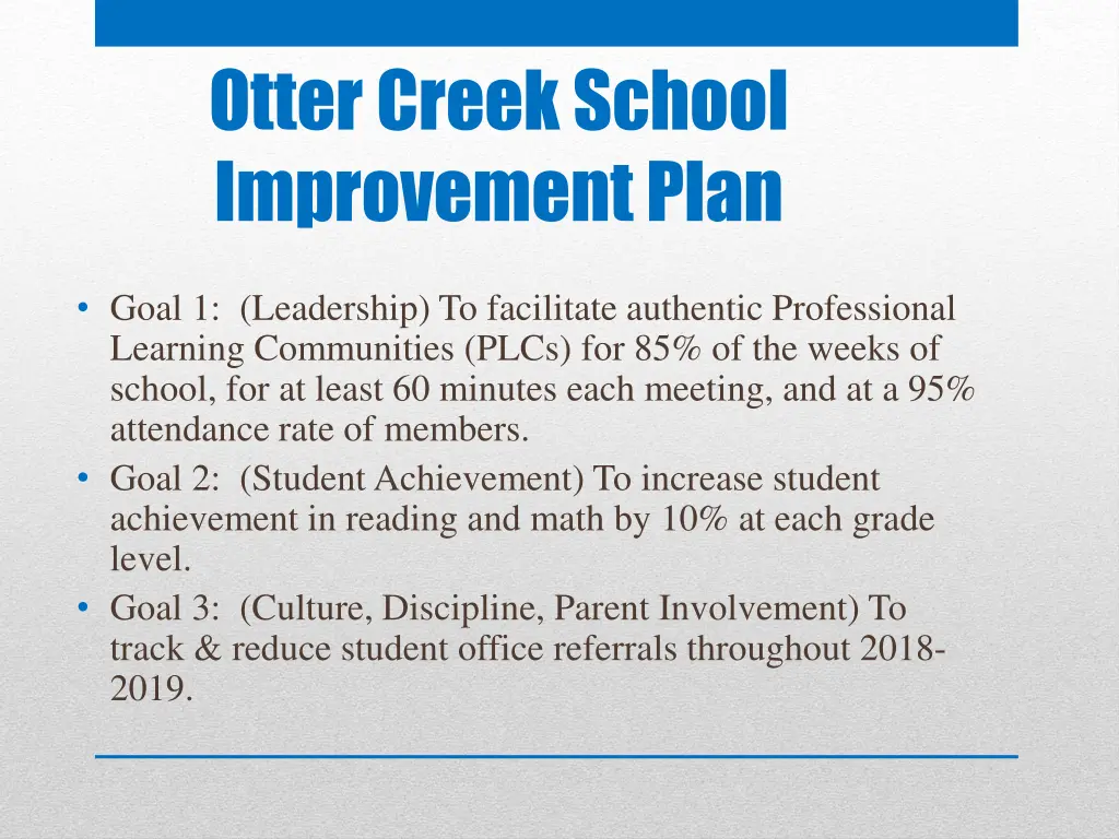 otter creek school improvement plan