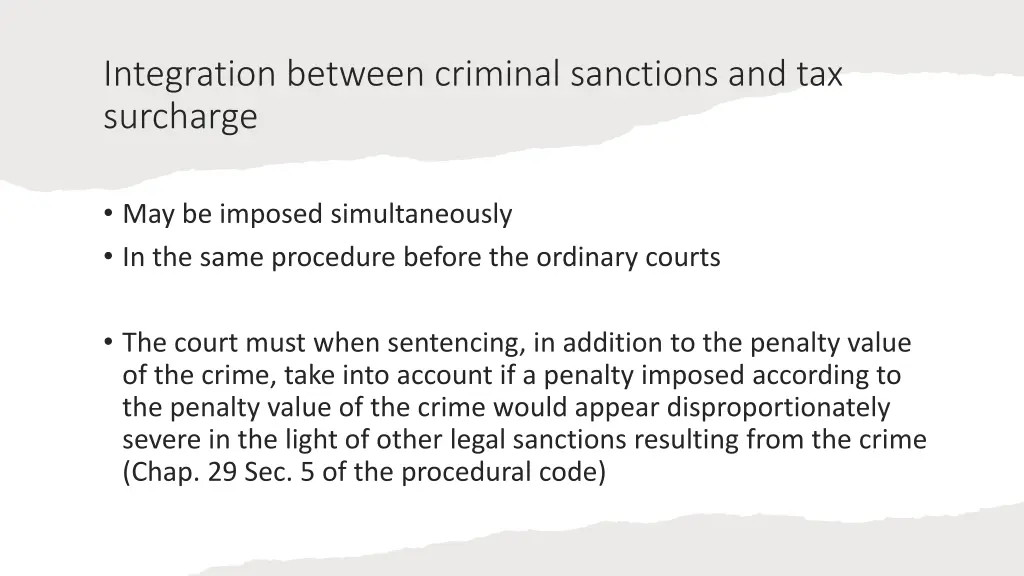 integration between criminal sanctions