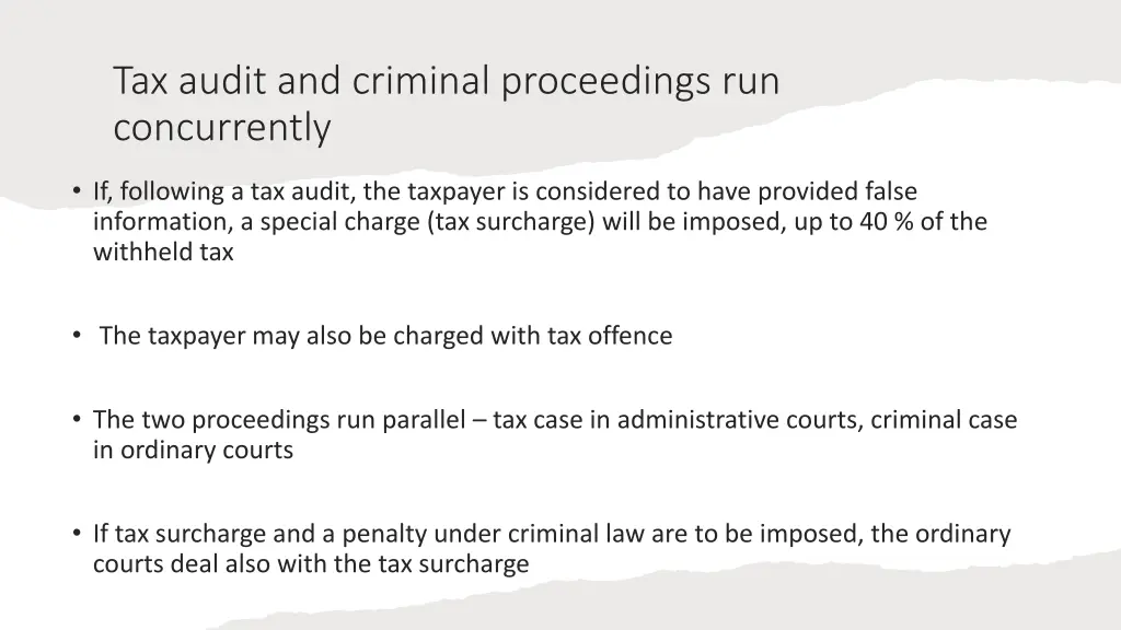 tax audit and criminal proceedings