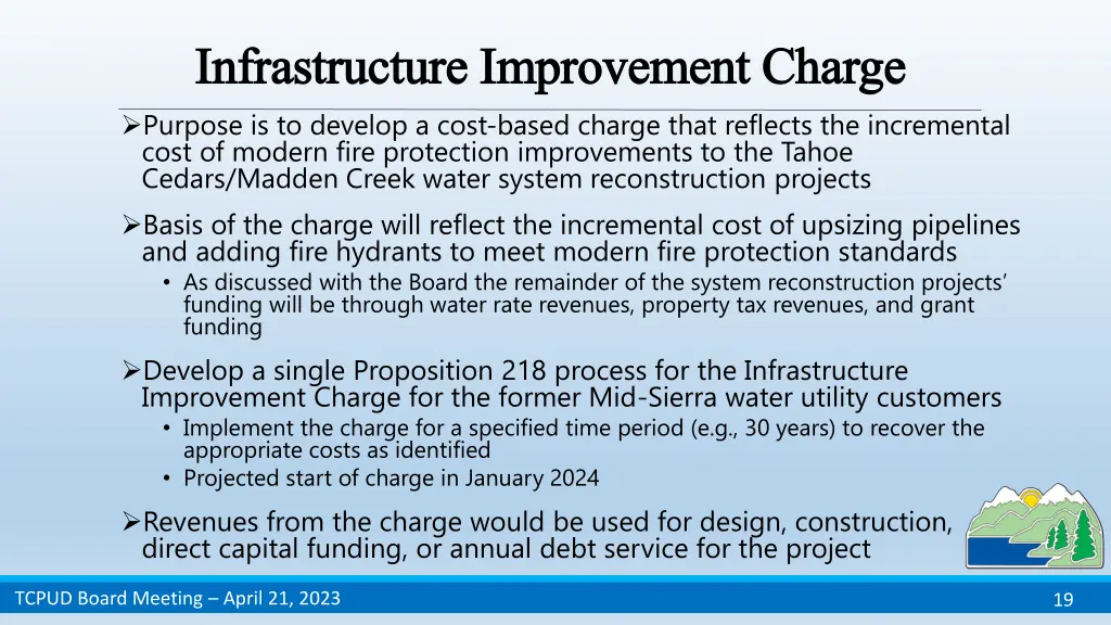 infrastructure improvement charge infrastructure