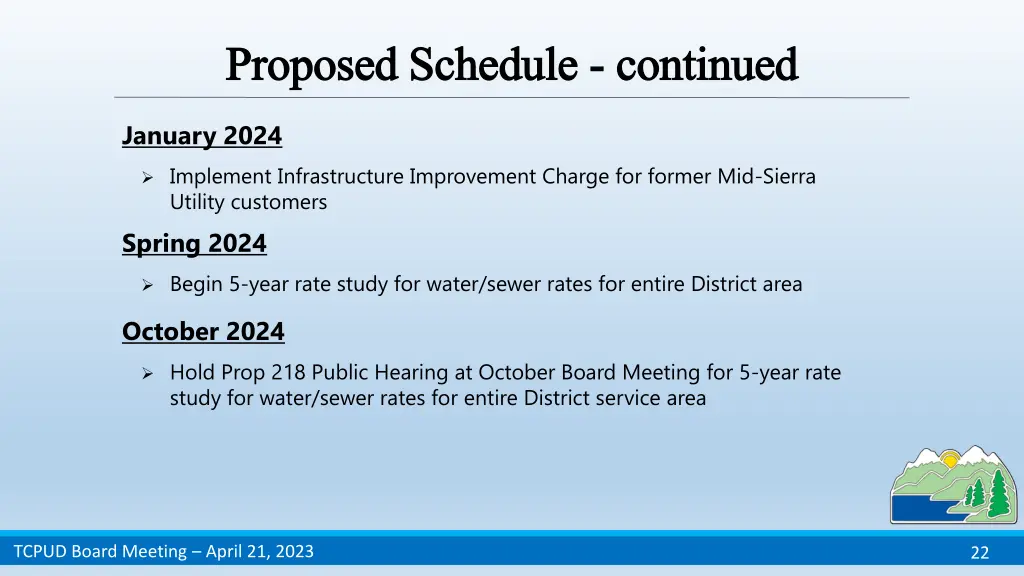 proposed schedule proposed schedule continued