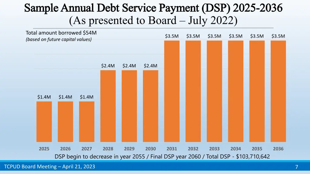 sample annual debt service payment dsp 2025