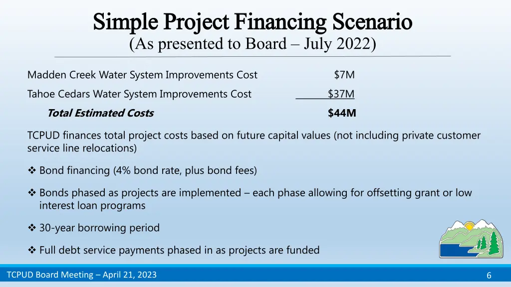 simple project financing scenario simple project