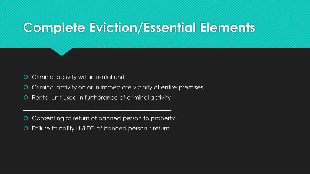 complete eviction essential elements