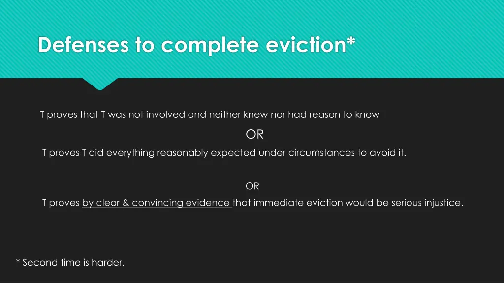 defenses to complete eviction