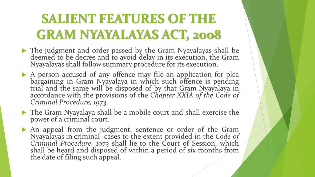 salient features of the gram nyayalayas act 2008 1