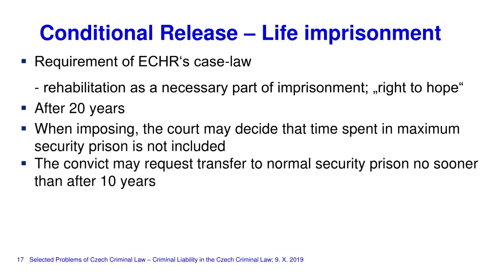 conditional release life imprisonment