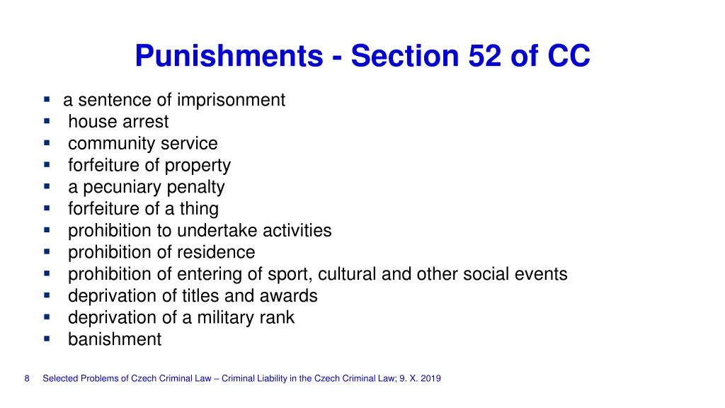 punishments section 52 of cc