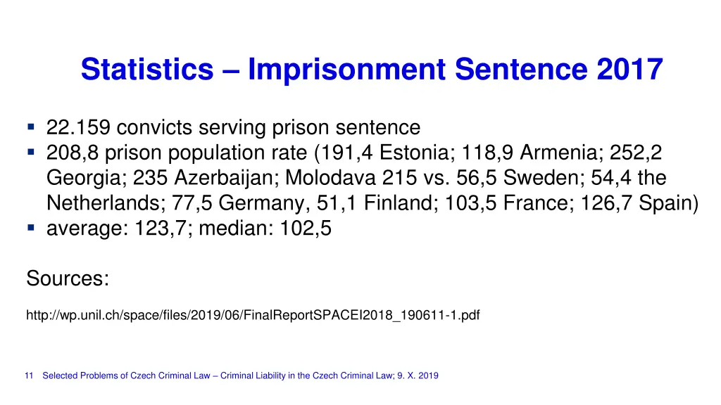 statistics imprisonment sentence 2017