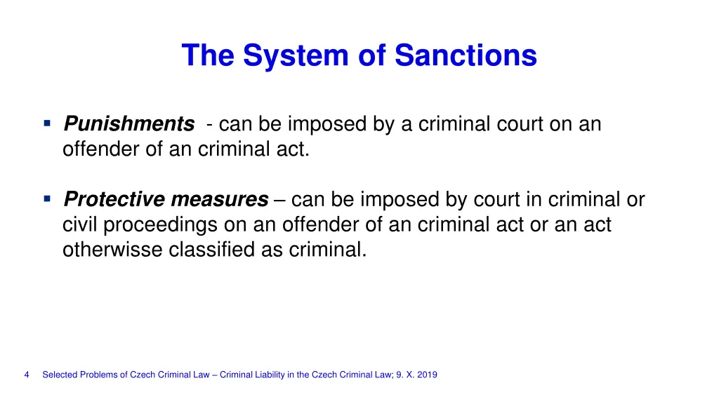 the system of sanctions