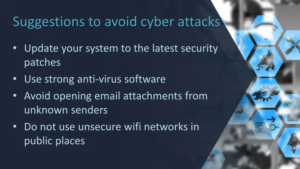 suggestions to avoid cyber attacks