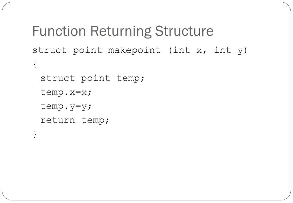 function returning structure