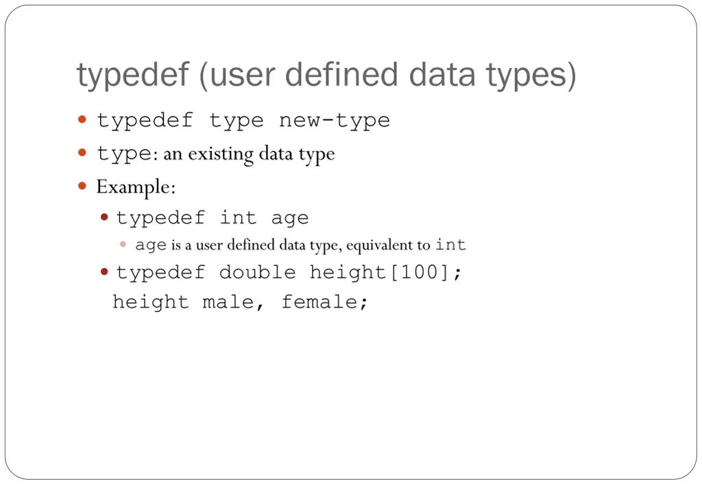 typedef user defined data types