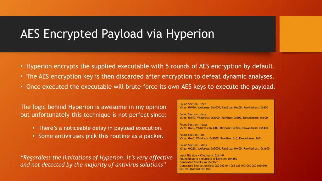 aes encrypted payload via hyperion