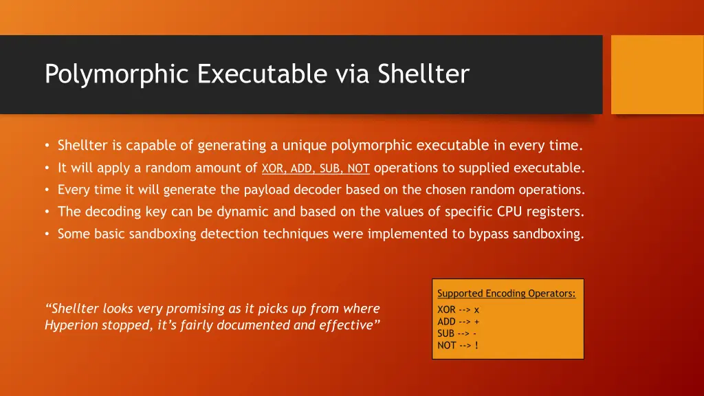 polymorphic executable via shellter