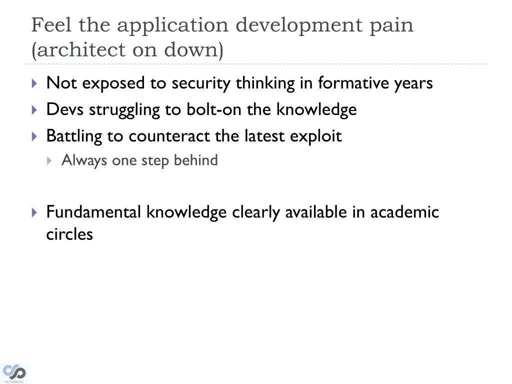 feel the application development pain architect