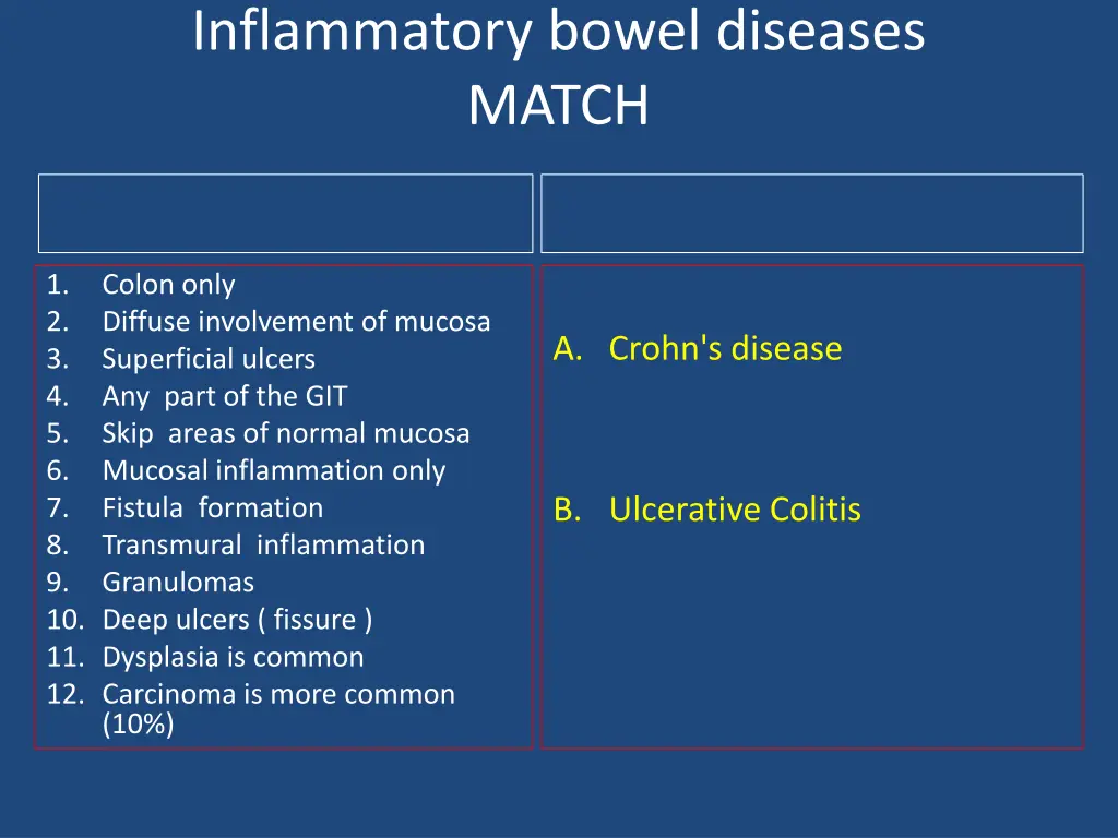 inflammatory bowel diseases match