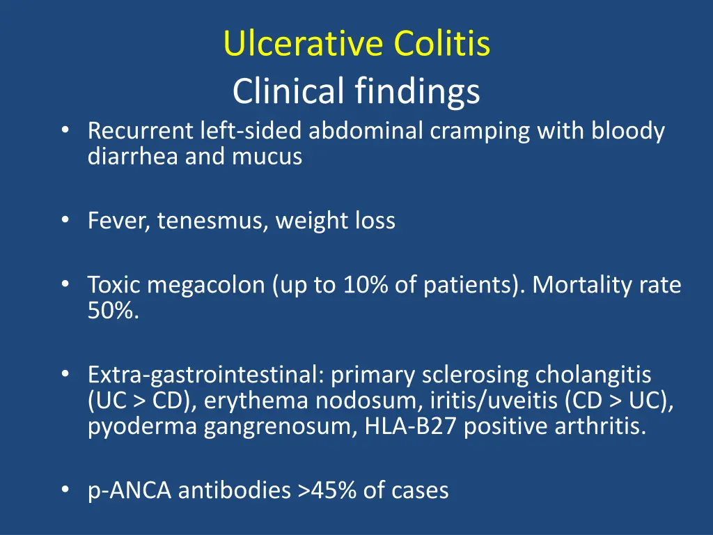 ulcerative colitis clinical findings