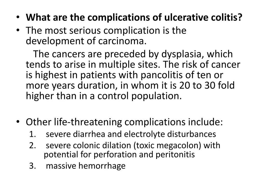 what are the complications of ulcerative colitis