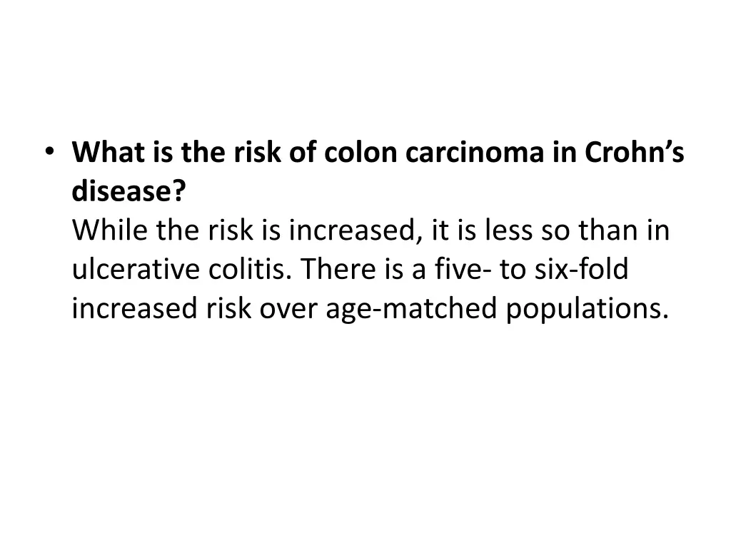 what is the risk of colon carcinoma in crohn