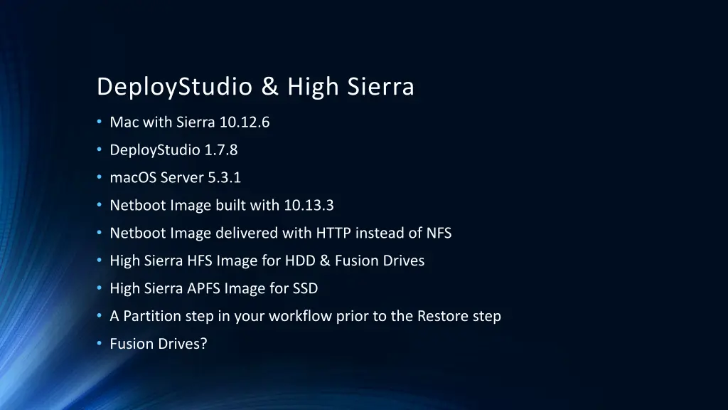 deploystudio high sierra