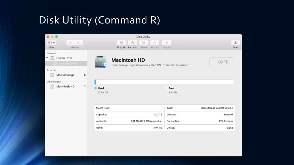 disk utility command r 2