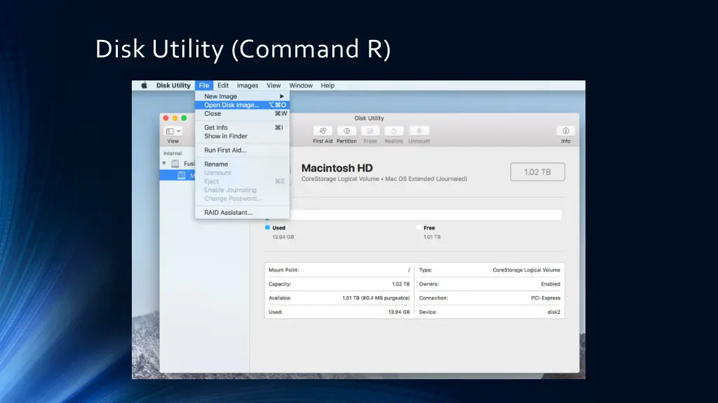 disk utility command r