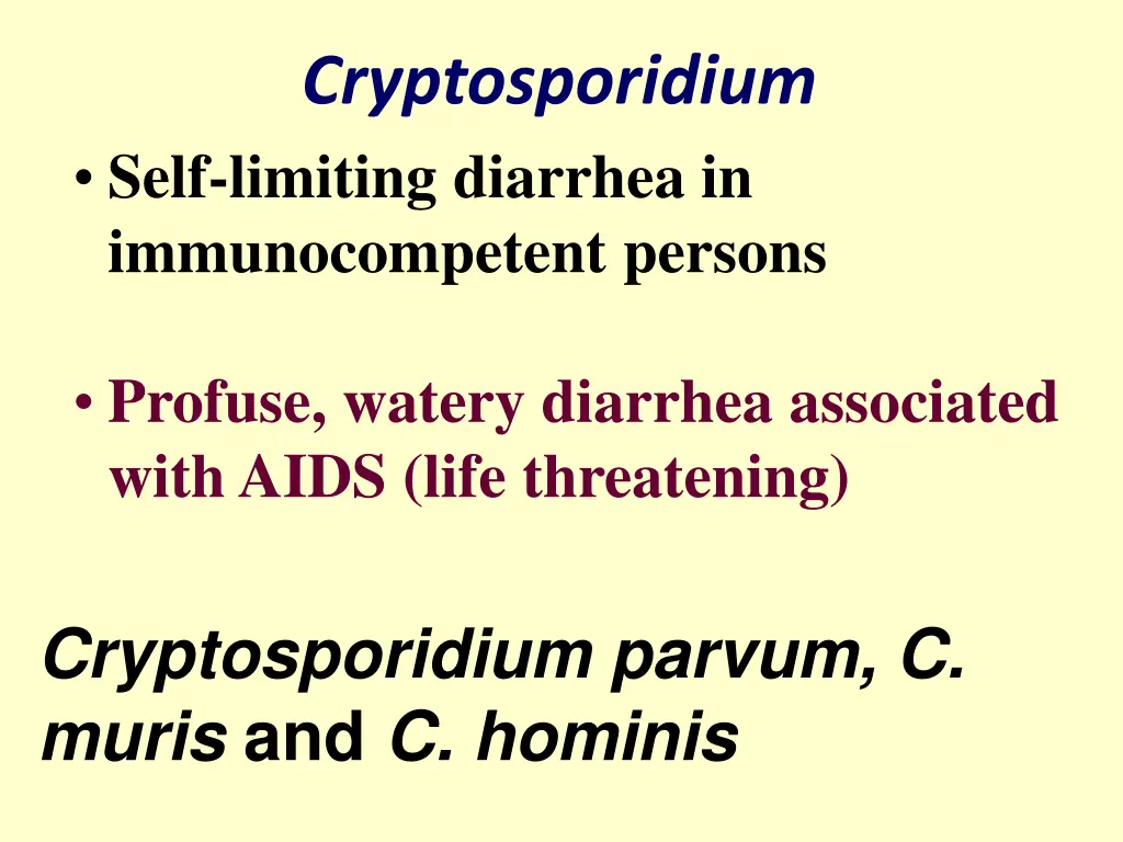 cryptosporidium self limiting diarrhea