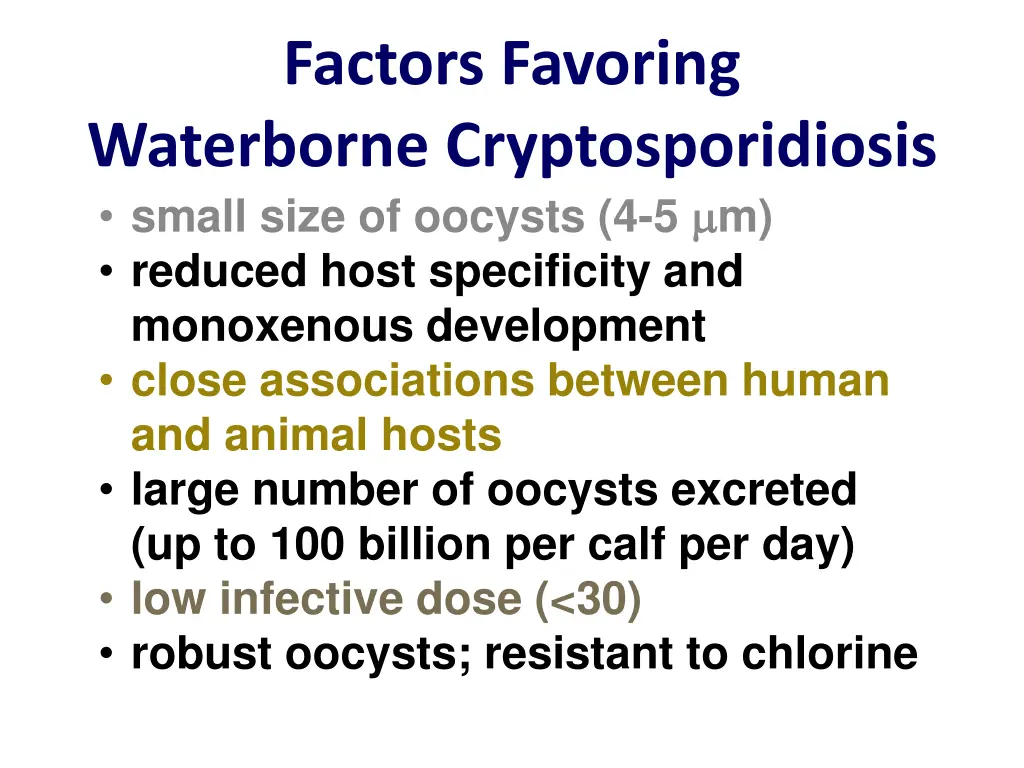 factors favoring waterborne cryptosporidiosis