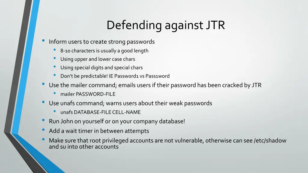 defending against jtr