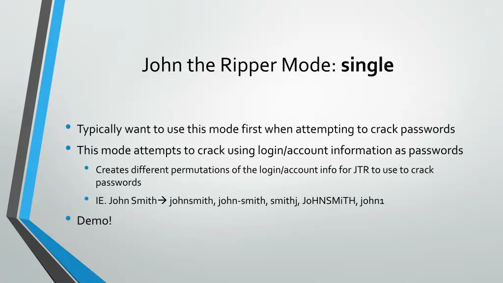 john the ripper mode single