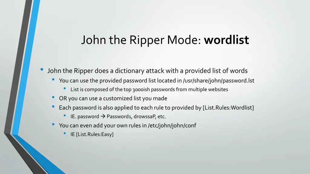 john the ripper mode wordlist