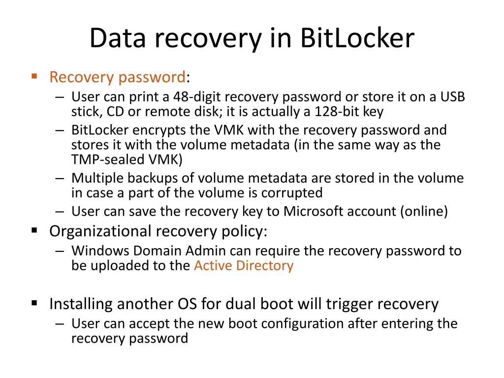 data recovery in bitlocker