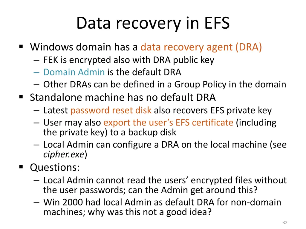 data recovery in efs